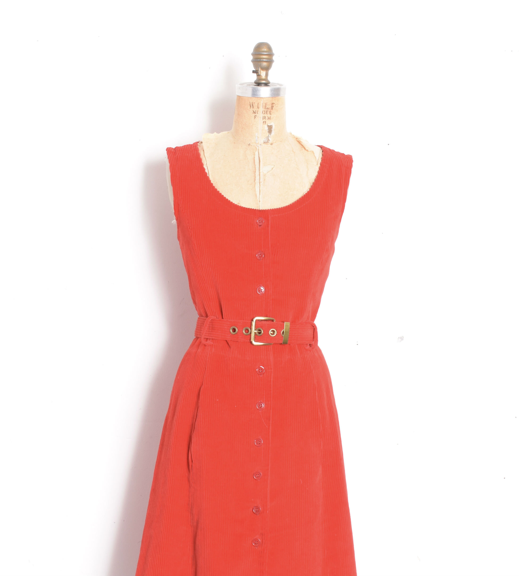 1960s Green Corduroy Jumper Dress-S/M — La Poubelle Vintage